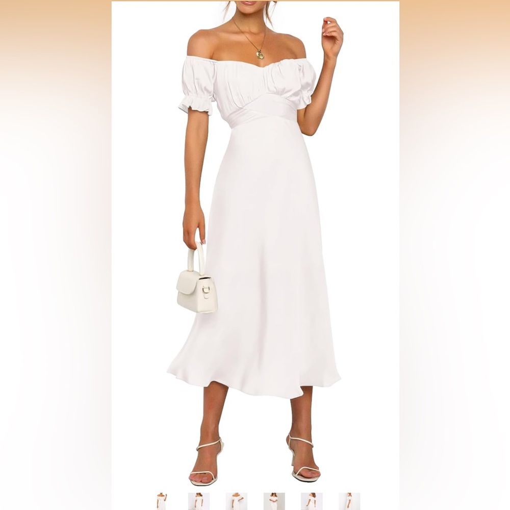 Off-Shoulder White Maxi Skirt Dress — Women's Elegant Maxi